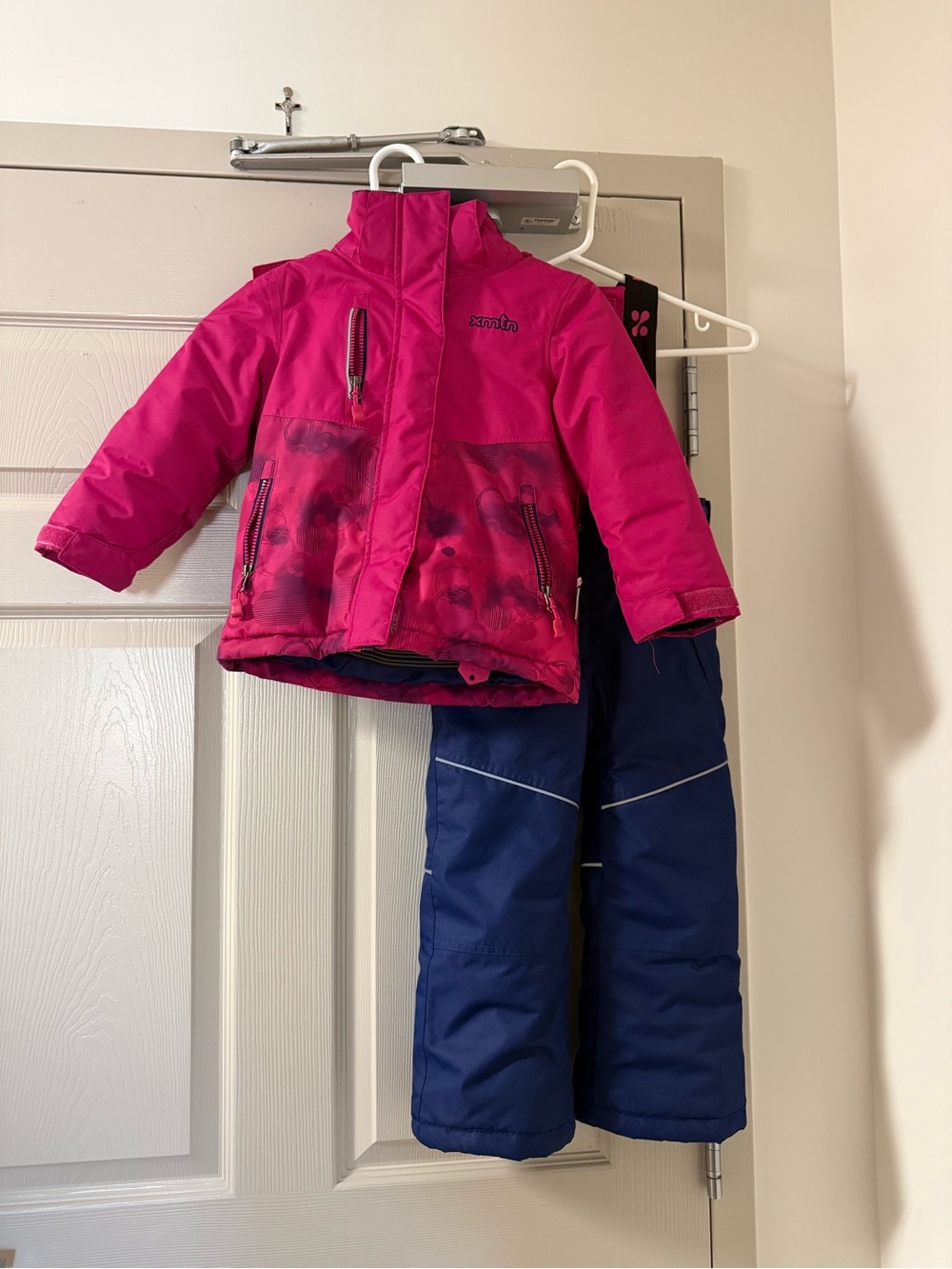 Pink Kids Winter Jacket and Navy Snow Pants Set